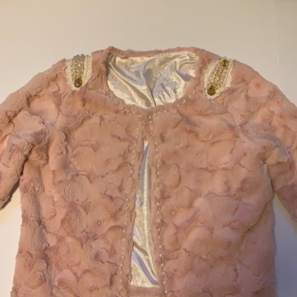 Handmade Bedazzled Pink Minky Blazer - Women’s Size XS - Picture 2 of 12